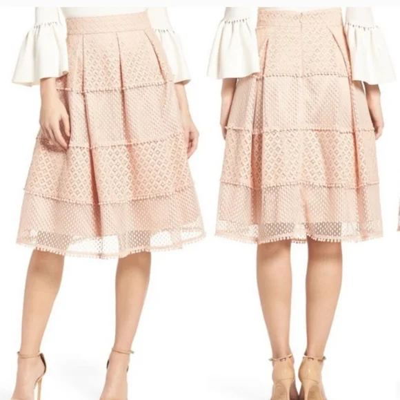 🔥🔥Eliza J blush Easter teared pleated lace skirt pockets 2 - Picture 14 of 16
